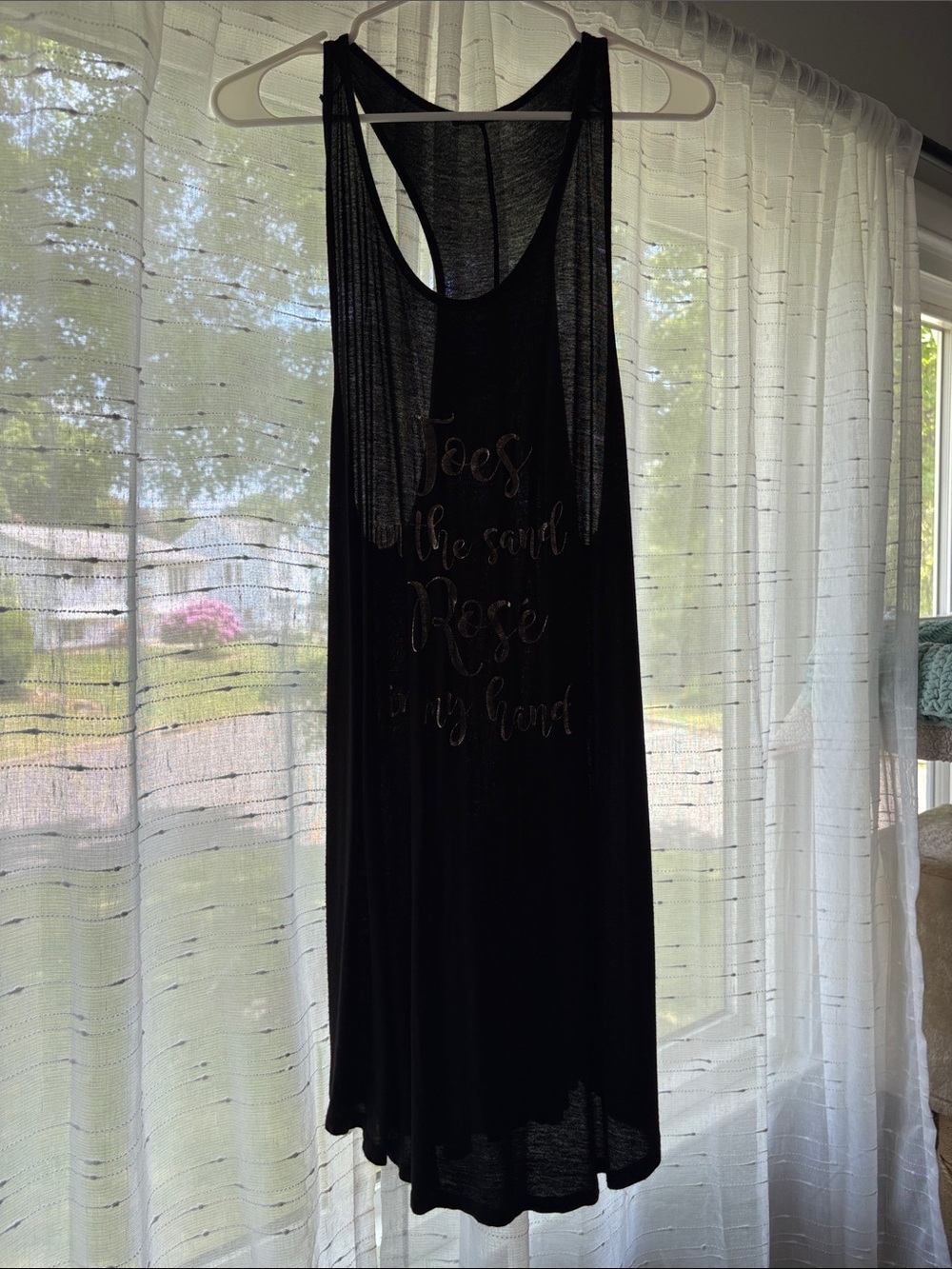 Black Sleeveless Tank Dress/ swim cover up - 'Toes in the sand Rose in my hand’